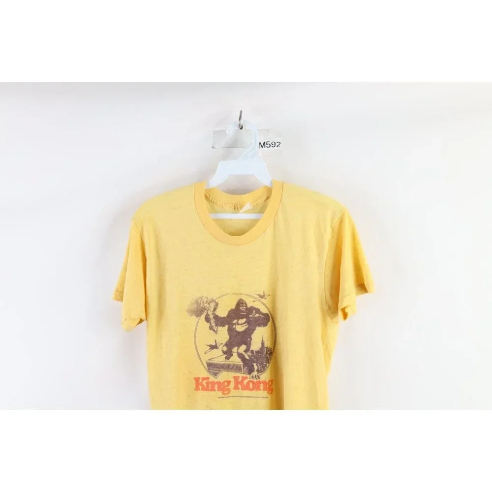 Vtg 70s Mens Large Thrashed Thin Spell Out King Kong Short Sleeve T-Shirt USA - Picture 2 of 16